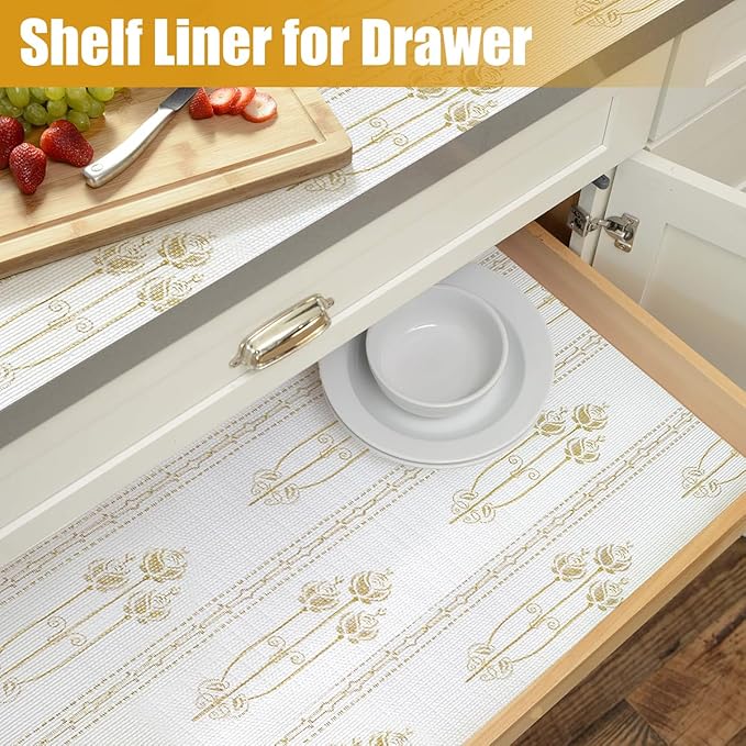 Drawer and Shelf Liner for Kitchen Cabinets Non-Adhesive Drawer Liners Floral - Image 4