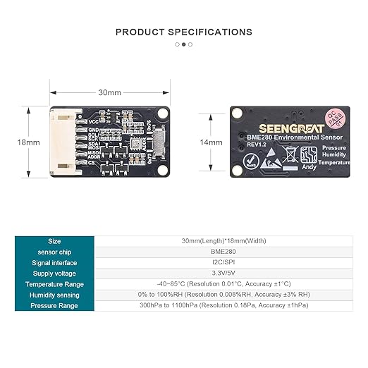 BME280 Environmental Sensor, Temperature Humidity Pressure Module, High Accuracy - Image 6