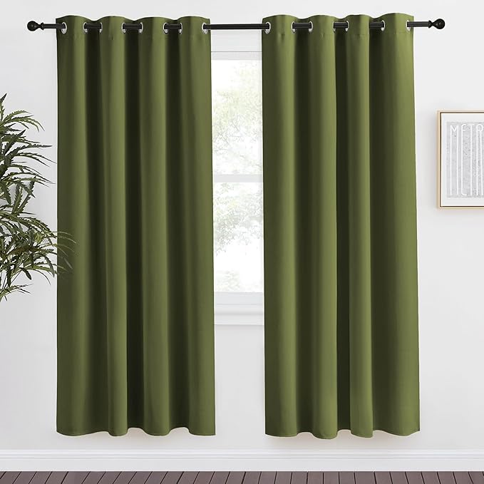 NICETOWN Blackout Curtain 78 inch Long, W55 x L78, 1 Panel, Olive Green by NICETOWN