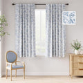 jinchan 95% Blackout Floral Curtains 63 Inch Length, Printed Flower Blue by JINCHAN