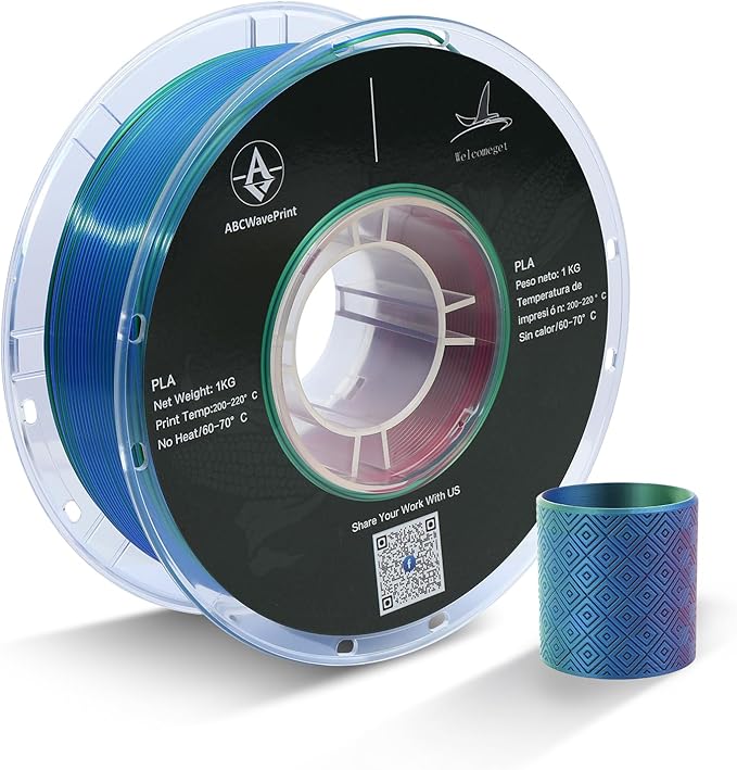 PLA 3D Printer Filament, Triple Color Silk PLA Filament, Dimensional Accuracy by ABCWavePrint