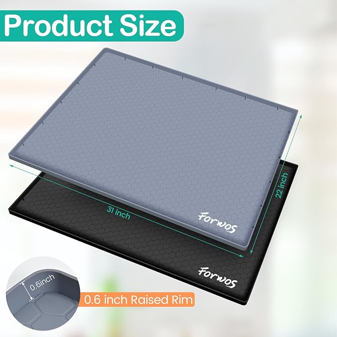 Waterproof Under Sink Mat 31" x 22", Silicone Cabinet Liner, Rubber Protector - Image 2