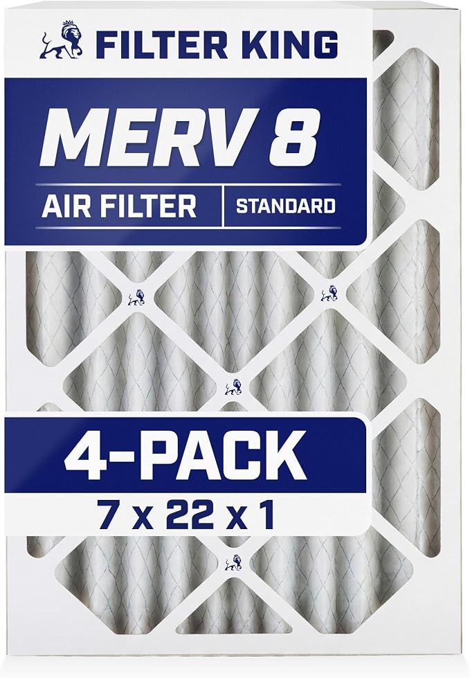 Filter King 7x22x1 Air Filter | 4-PACK | MERV 8 HVAC Pleated A/C Furnace by FilterKing