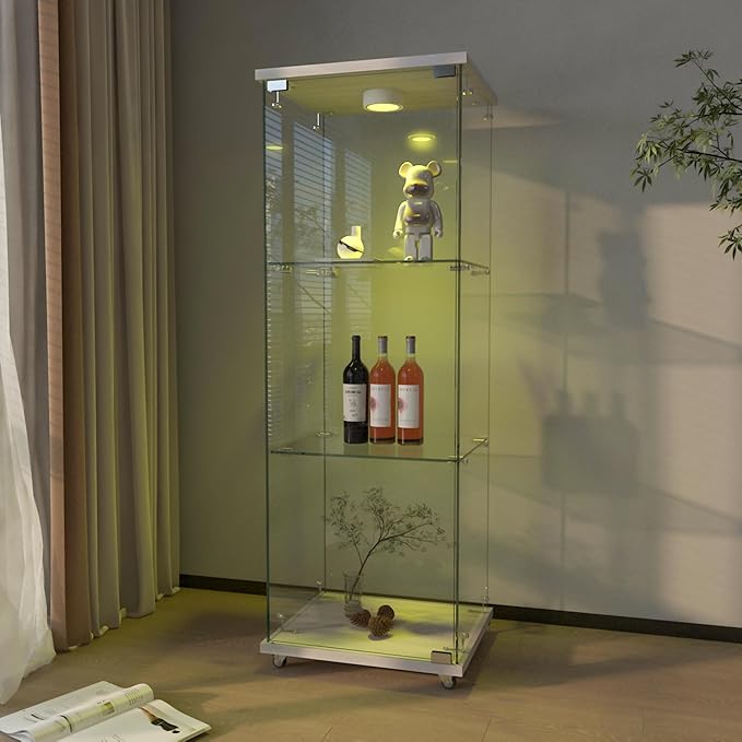 Yoluckea 3-Shelf Glass Display Cabinet by Yoluckea