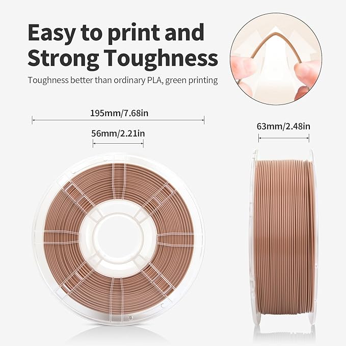 PLA Filament 1.75mm Warm Brown 1KG, Clog-Free 3D Printer Filament Dimensional - Image 4