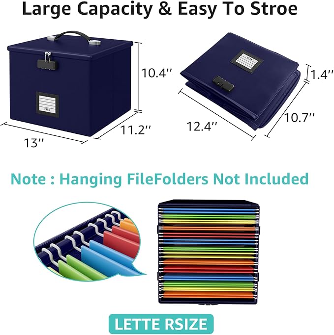 Navy blue Fire Proof File Box for Documents - Image 5