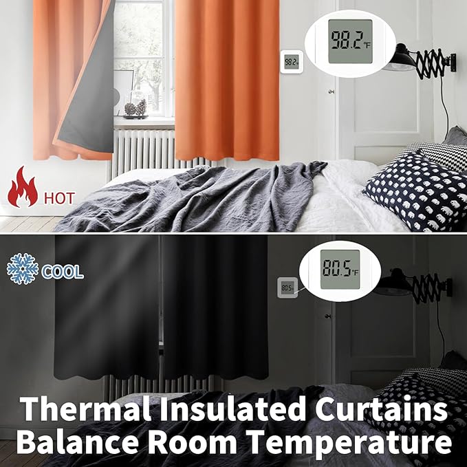 BGment Thermal Insulated 100% Blackout Curtains 72 Inch Length 2 Panels - Image 4