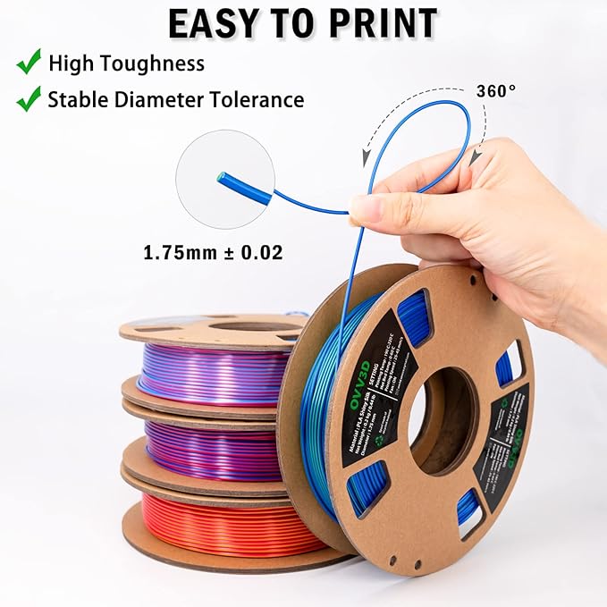 OVV3D 3D Printer Filament, PLA Filament 1.75mm Bundle, Dual Color Filament - Image 5
