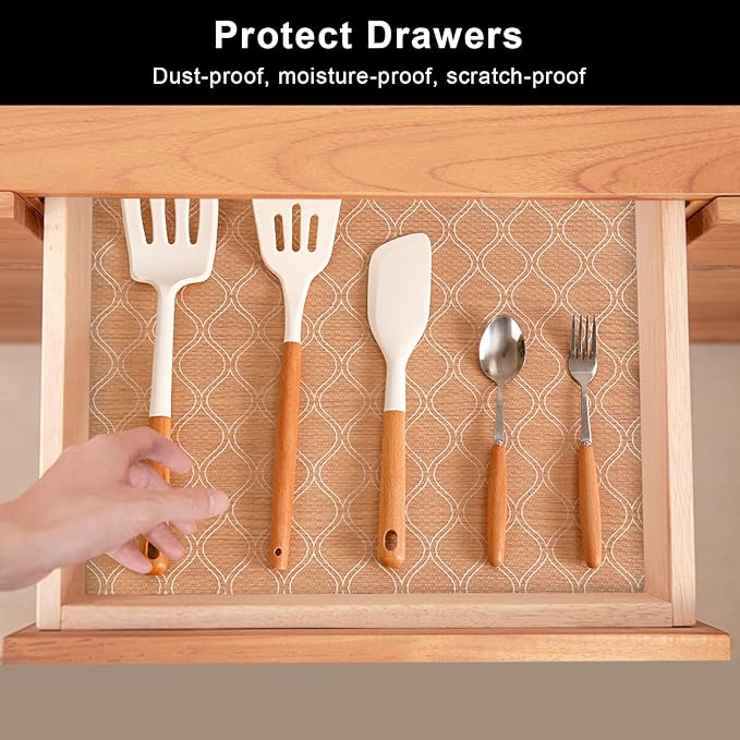 Cooyes Shelf and Drawer Liner for Kitchen Cabinets Non-Adhesive, Waterproof - Image 2