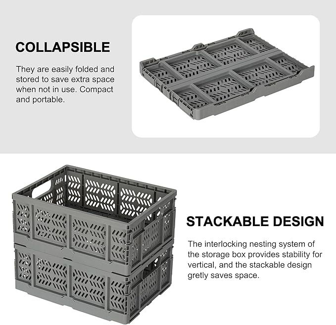 Heavy Duty Plastic Milk Crates for Storage, Collapsible Storage Basket - Image 4