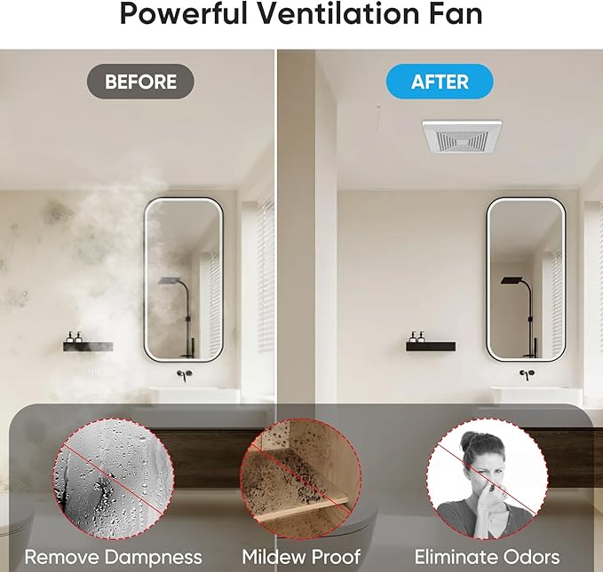 8 Inch Bathroom Exhaust Fan, Square 110 CFM 1.0 Sones Ultra Quiet Bathroom Vent - Image 6