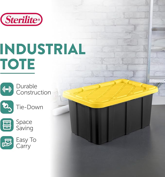 Sterilite 17 Gal Industrial Tote, Stackable Storage Bin - Image 2