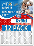 12x25x1 Air Filter MERV 11 Rating, 12 Pack of Furnace Filters Comparable to MPR by AIRXFILTERSWICKEDCLEANAIR