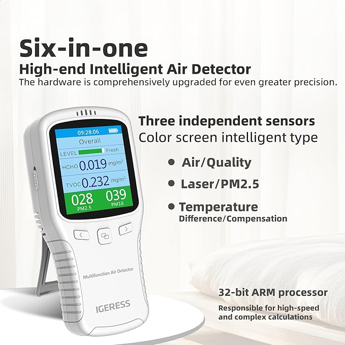 Air Quality Monitor Indoor, 8 in 1 Formaldehyde Detector, voc Meter, Detect - Image 5