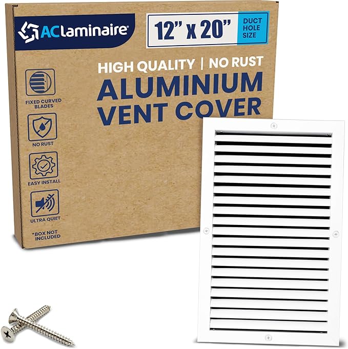 12x20 Inch Air Return Vent Cover Decorative – Premium Aluminum AC Vent Cover by LAMINAIRE
