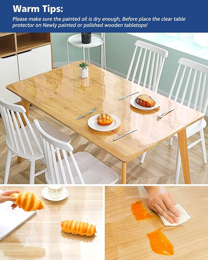 30X72 Inch Clear PVC Table Cover 1.5mm Thick Crystal Table Topper Protector - Image 4