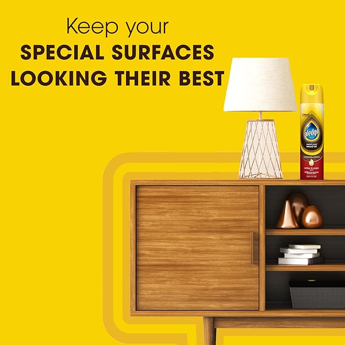 Pledge Moisturizing Wood Oil, Furniture Reviving Spray, Amber & Argan Scent - Image 3