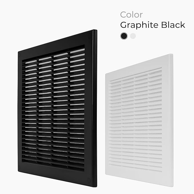 2-Pack 12" x 12" Square Air Vent Cover – Black Plastic Vent Deflector - Image 2