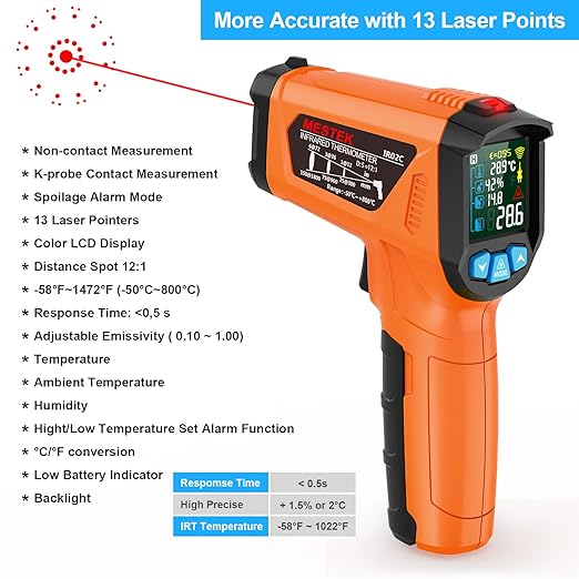 MESTEK Infrared Thermometer Gun, Non Contact Digital Laser Thermometer - Image 3