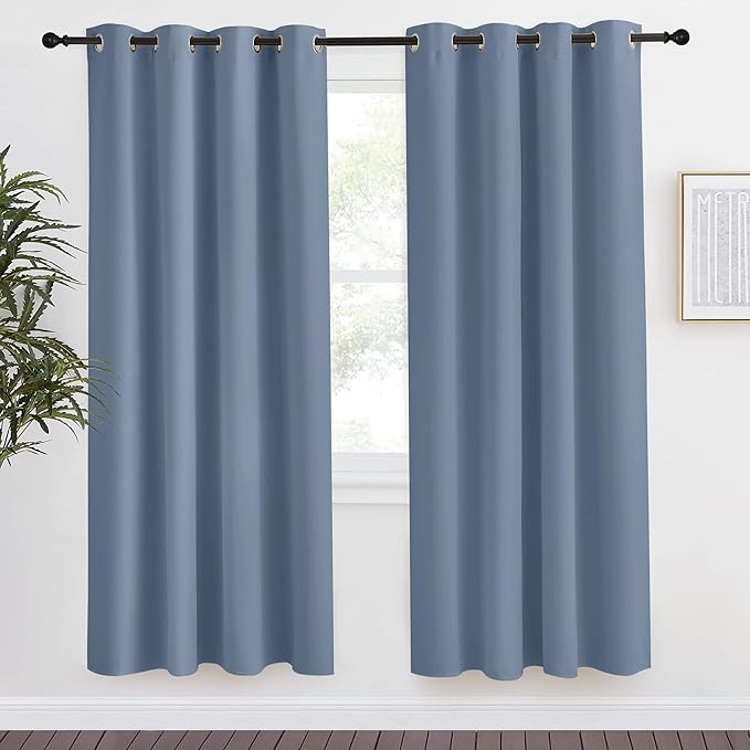NICETOWN Blackout Curtain Panel, W55 x L78, Stone Blue Color, Light Blocking by NICETOWN