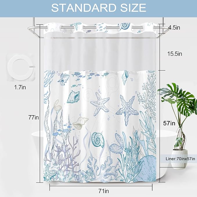 Long No Hook Shower Curtain - Image 7
