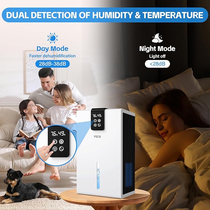 Dehumidifier, Dehumidifiers for Home, 98 OZ Water Tank, Quiet Dehumidifier for - Image 4