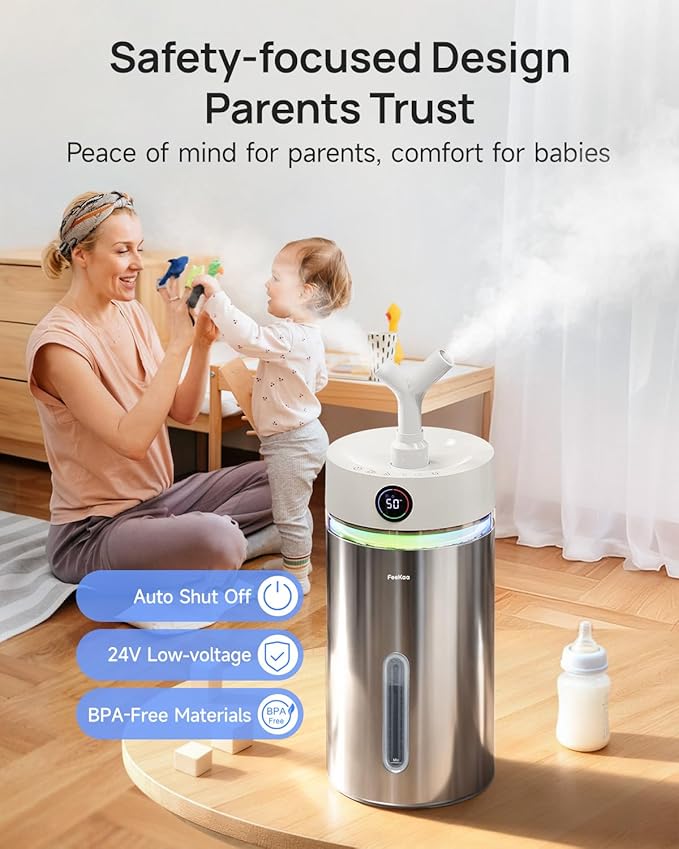 Feekaa Stainless Steel Humidifier Dishwasher Safe, 6L/1.6Gal Cool Mist - Image 8