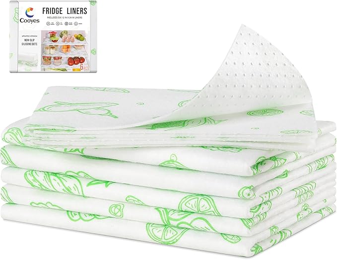 Cooyes Refrigerator Liners 17.7" x 24", Absorbent Strong Grip Fridge Mats by Cooyes