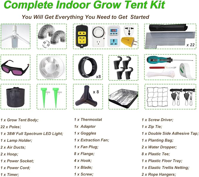 4x4 Grow Tent Kit Complete High Reflective Mylar Indoor Grow Tent 48"x48"x80"+ - Image 6