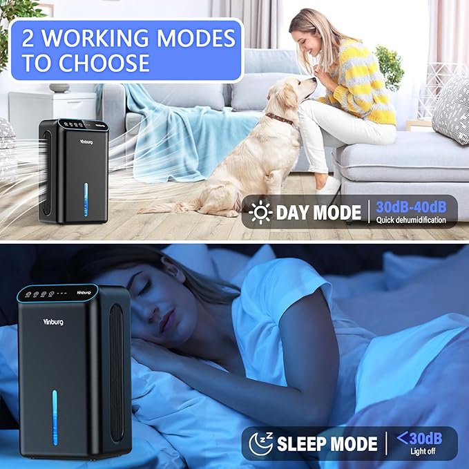 Dehumidifier for Basement Quiet Dehumidifiers for Home, Auto Shut-Off, Sleep - Image 4