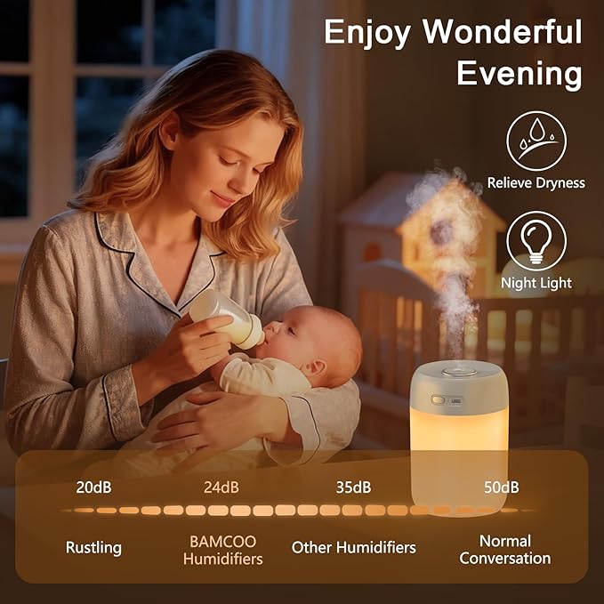 Portable Small Humidifier, 650ml Colorful Mini Humidifier - Image 4