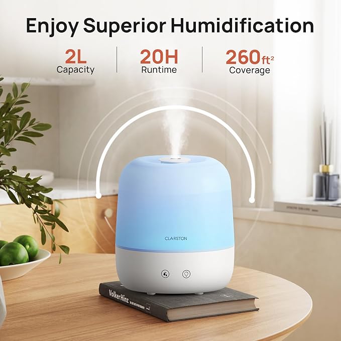 Clarston Humidifiers for Bedroom, 2L Top Fill - Image 2