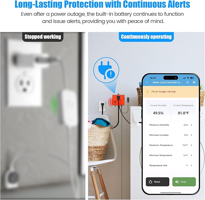 Ortis WiFi Power Failure & Water Leak Alarm, Real-Time Monitoring of Water Level - Image 5