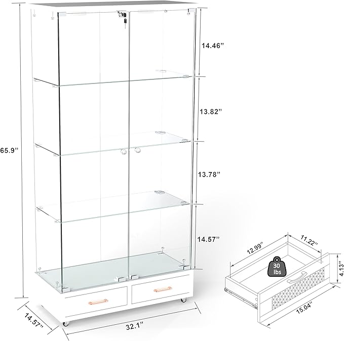 Yoluckea 4-Tier Glass Display Cabinet - Image 2