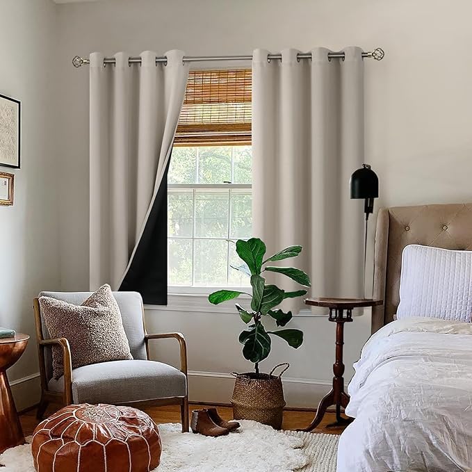 BGment Thermal Insulated 100% Blackout Curtains 45 Inch Length 2 Panels - Image 2