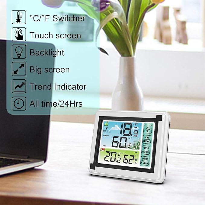 Indoor Outdoor Thermometer Hygrometer Wireless Remote Weather Stations - Image 2