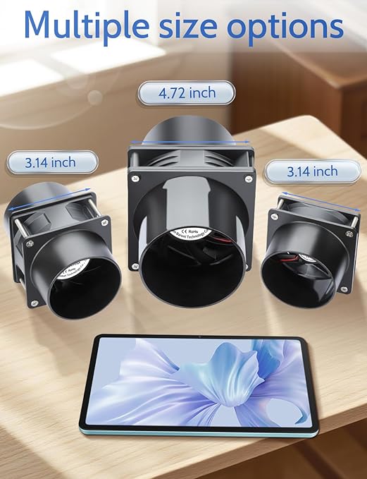 Wathai 80mm 12V DC Axial Exhaust Fan Small Fume Extractor - Image 5