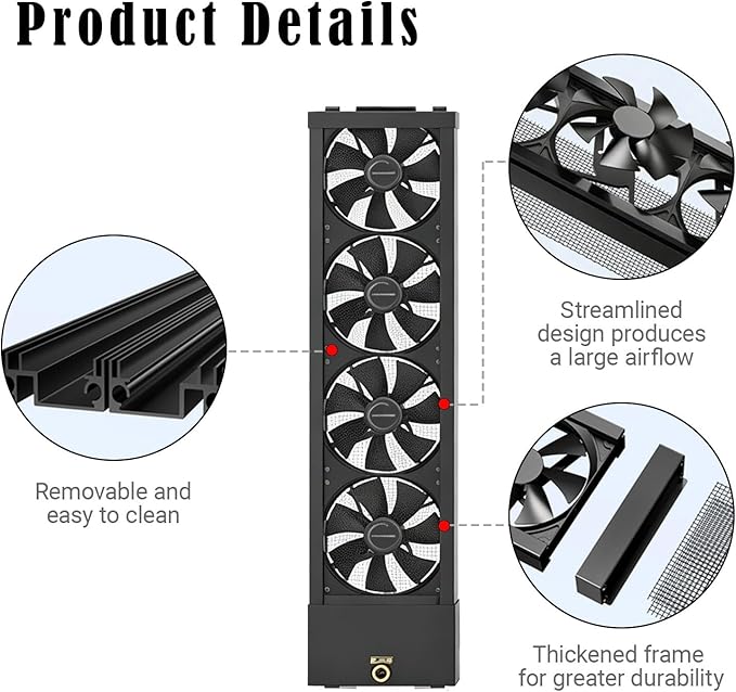 Vertical Window Exhaust Fan, Adjustable Speed - Image 4