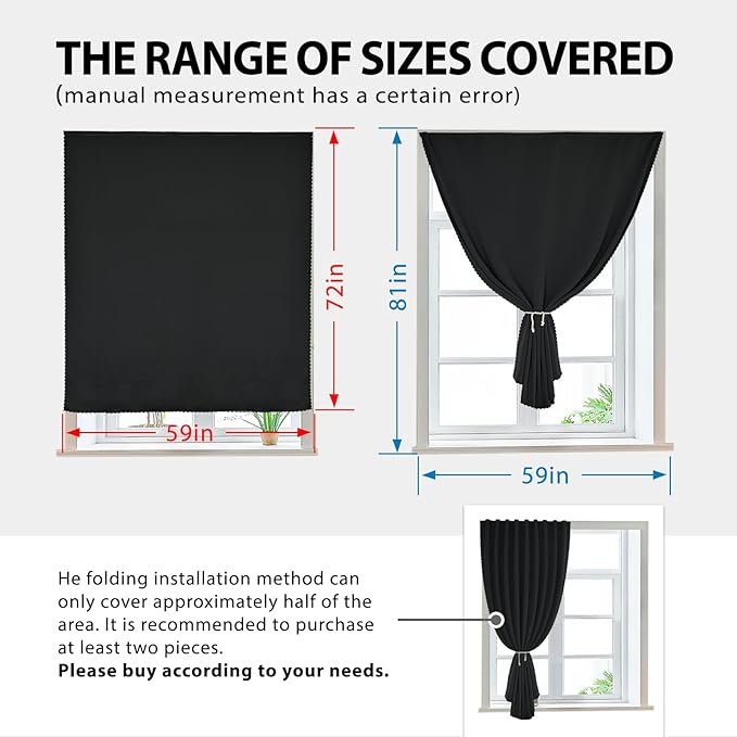 Paste Style Curtains for Windows, Bedroom Blackout Curtains for - Image 3
