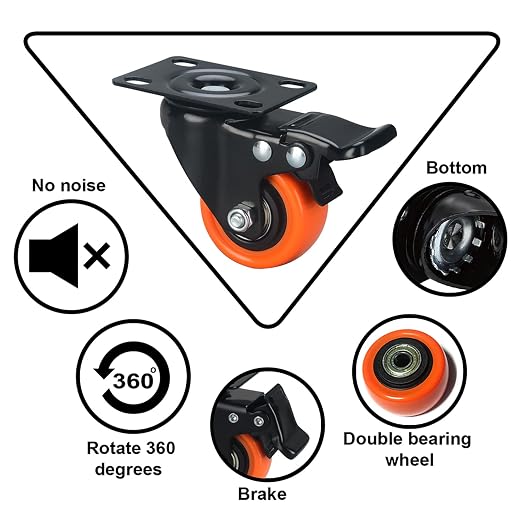2" Caster Wheels Set of 4, Heavy Duty - Image 6