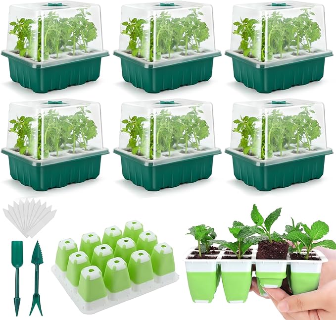 Seed Starter Tray, 72 Cells Indoor Seed Starter Kit, Flexible Silicone Designed by Ryscam