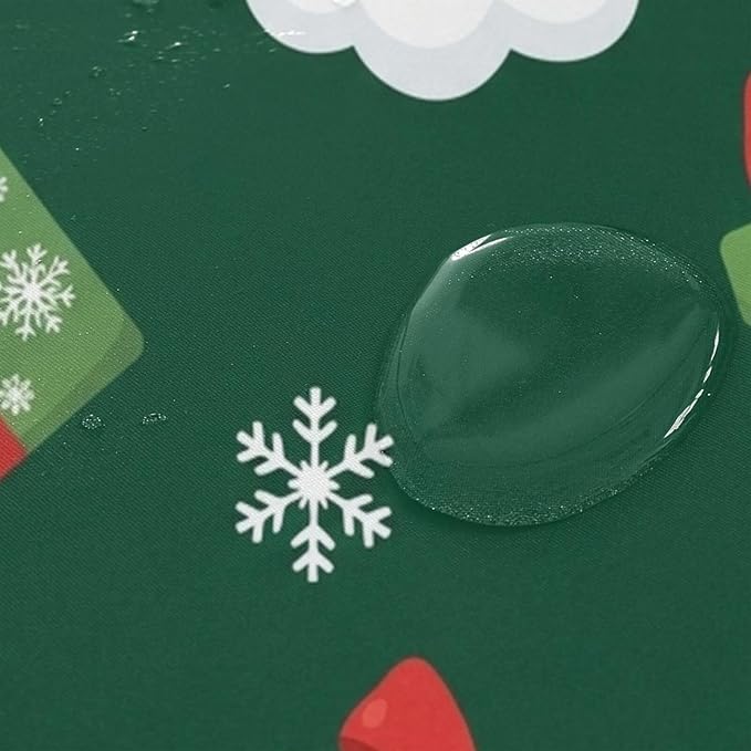 Snow Christmas Santa Green Shower Curtain Liner 72×72 inch - Image 4