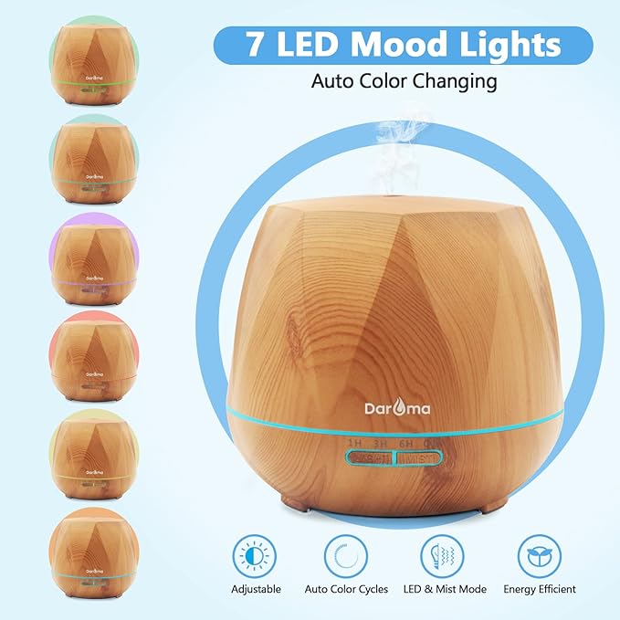 550ml Essential Oil Diffuser, DAROMA Upgraded Remote Control 6 in 1 - Image 3