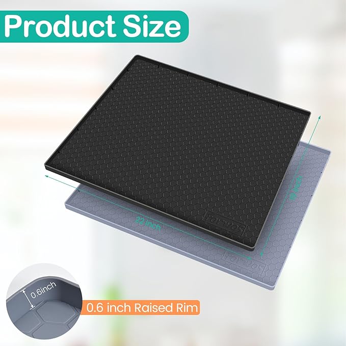 Waterproof Under Sink Mat 22" x 19", Silicone Cabinet Liner, Rubber Protector - Image 2