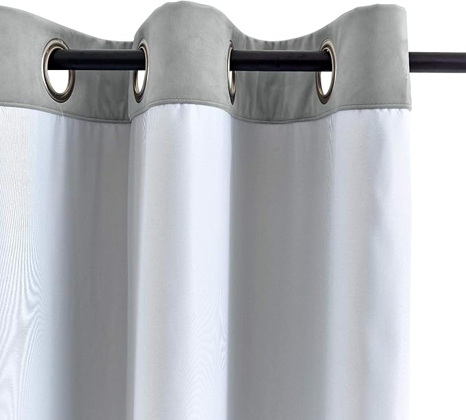 ChadMade Extra Wide Blackout Lined Premium Velvet Curtain Grey 120Wx96L Inch - Image 3