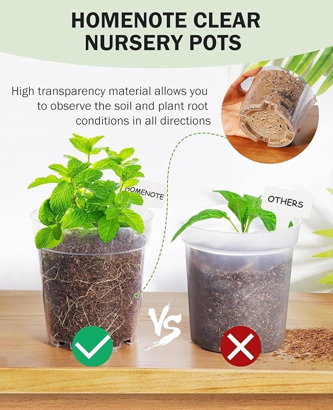 homenote Clear Nursery Pots for Plants, 4/5/6.7 Inch Plant Pot for Planting - Image 8