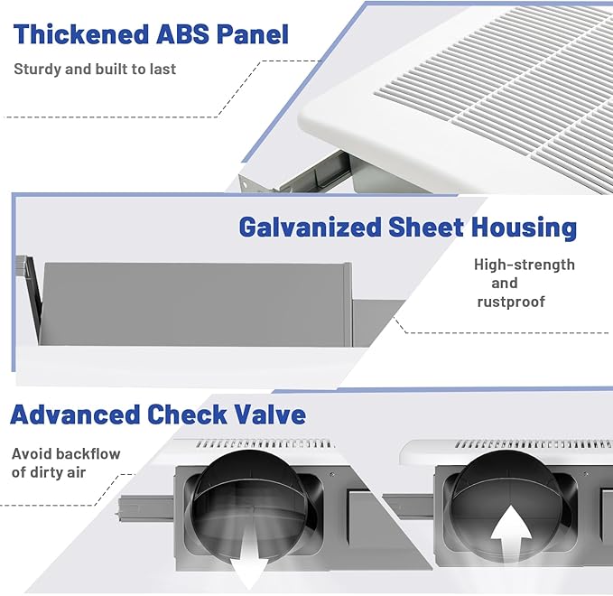 COSTWAY Bathroom Exhaust Fan, 50/80/110 CFM Ceiling Mount Exhaust Ventilation - Image 5