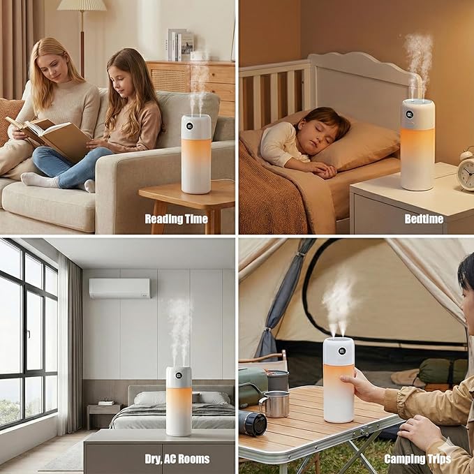 Portable Mini Humidifier, 500ml Rechargeable Dual Mist, Auto Timer & Dry-Burn - Image 7