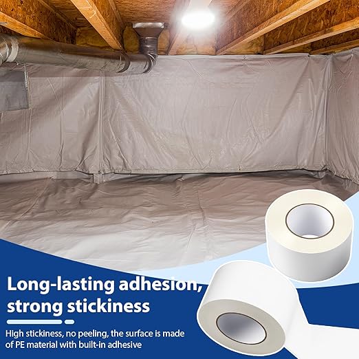 Treela 6 Rolls Vapor Barrier Tape 3" x 180' 9 Mil White Polyethylene Tape - Image 4
