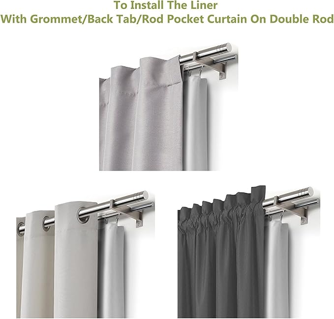 DriftAway Thermal Insulated Blackout Curtain Liner 2 Panels Each Liner Size 50 - Image 8